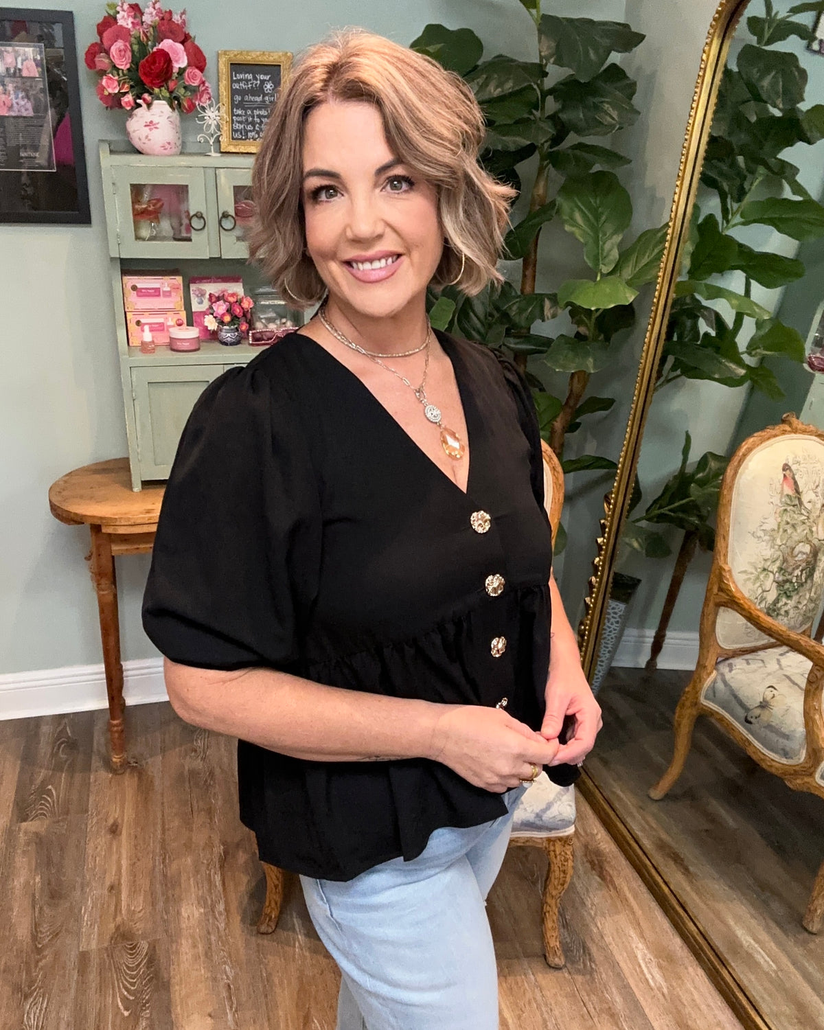 Black Peplum Top