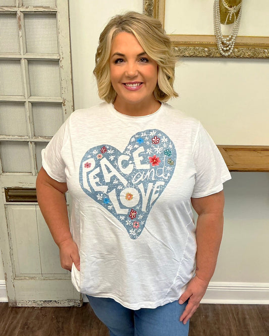 Embroidered Flowers LOVE Tee
