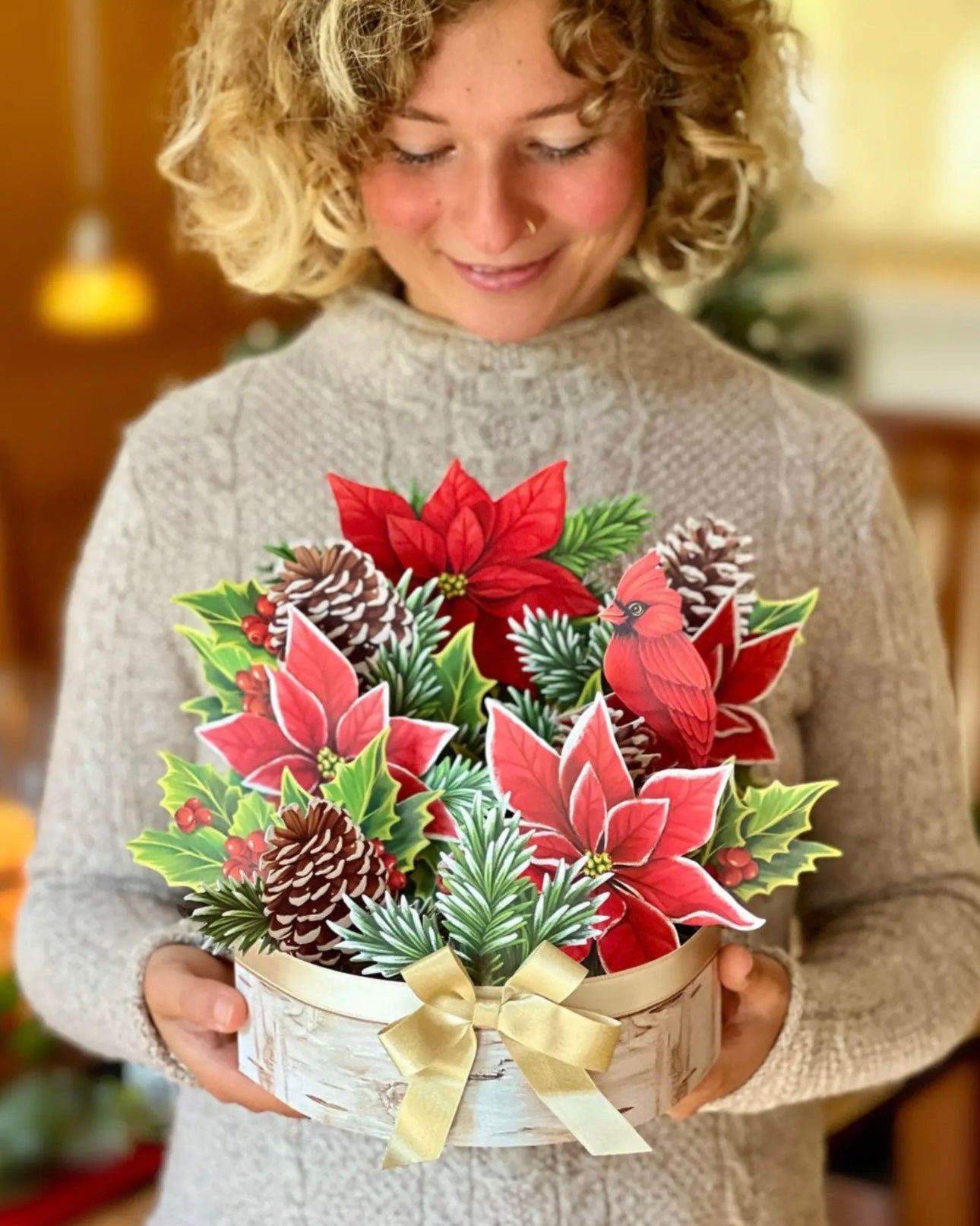 Birch Poinsettia Pop Up Card