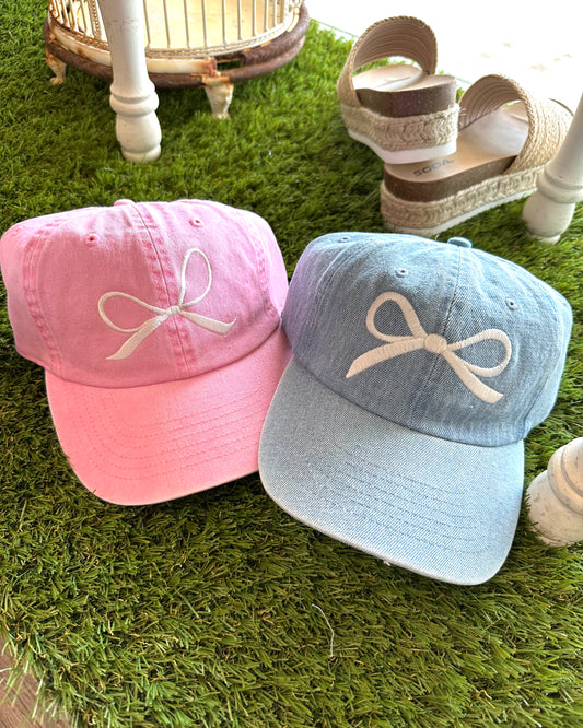Bow Embroidered Cotton Cap