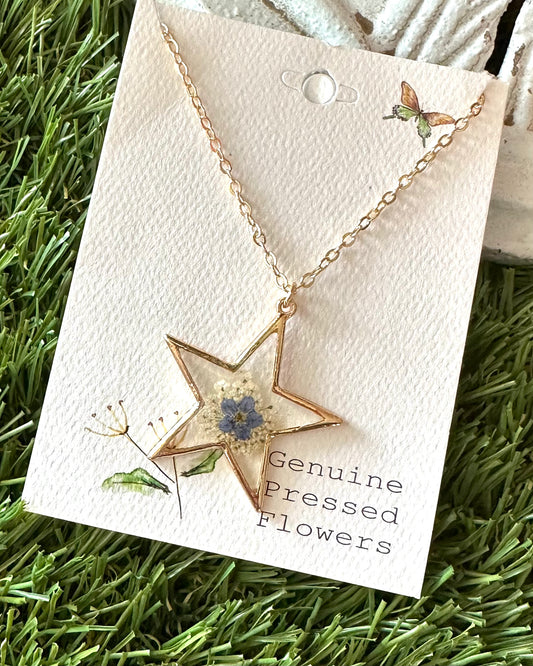 Blue Flower Star Necklace