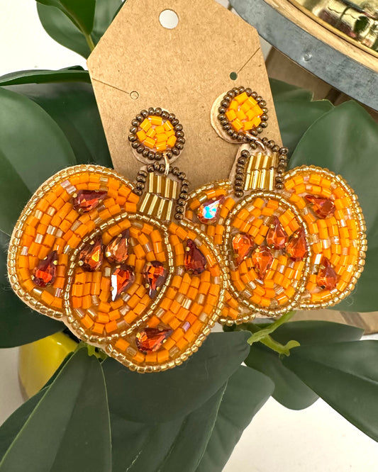 Beaded Pumpkin Earrings