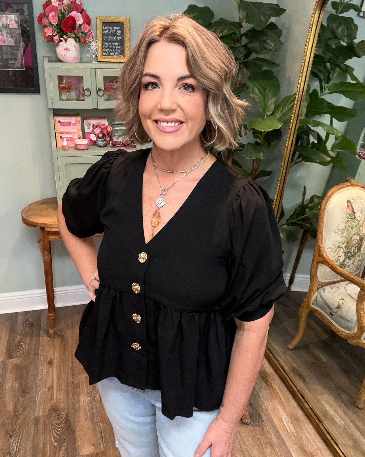 Black Peplum Top