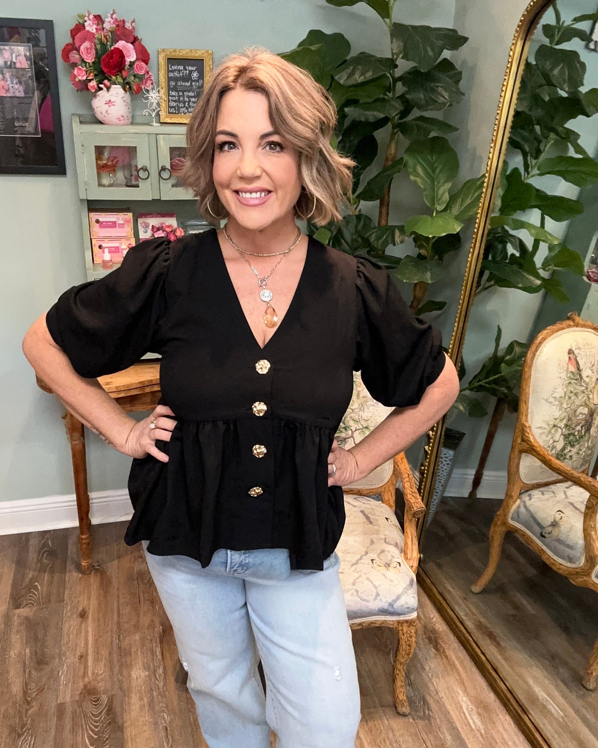 Black Peplum Top