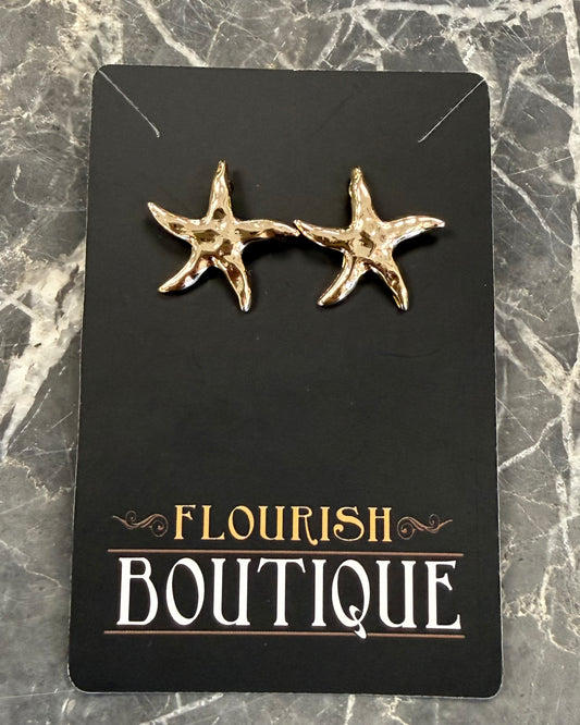 Hammered Starfish Stud Earrings