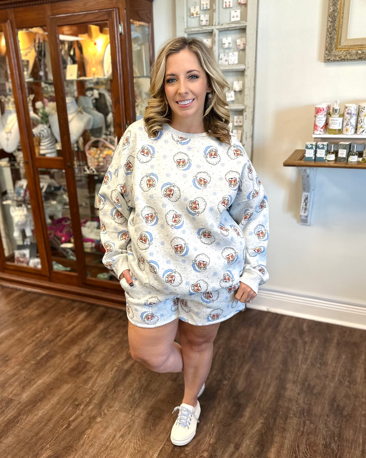 Santa Snowflake Terry Sweatshirt Set