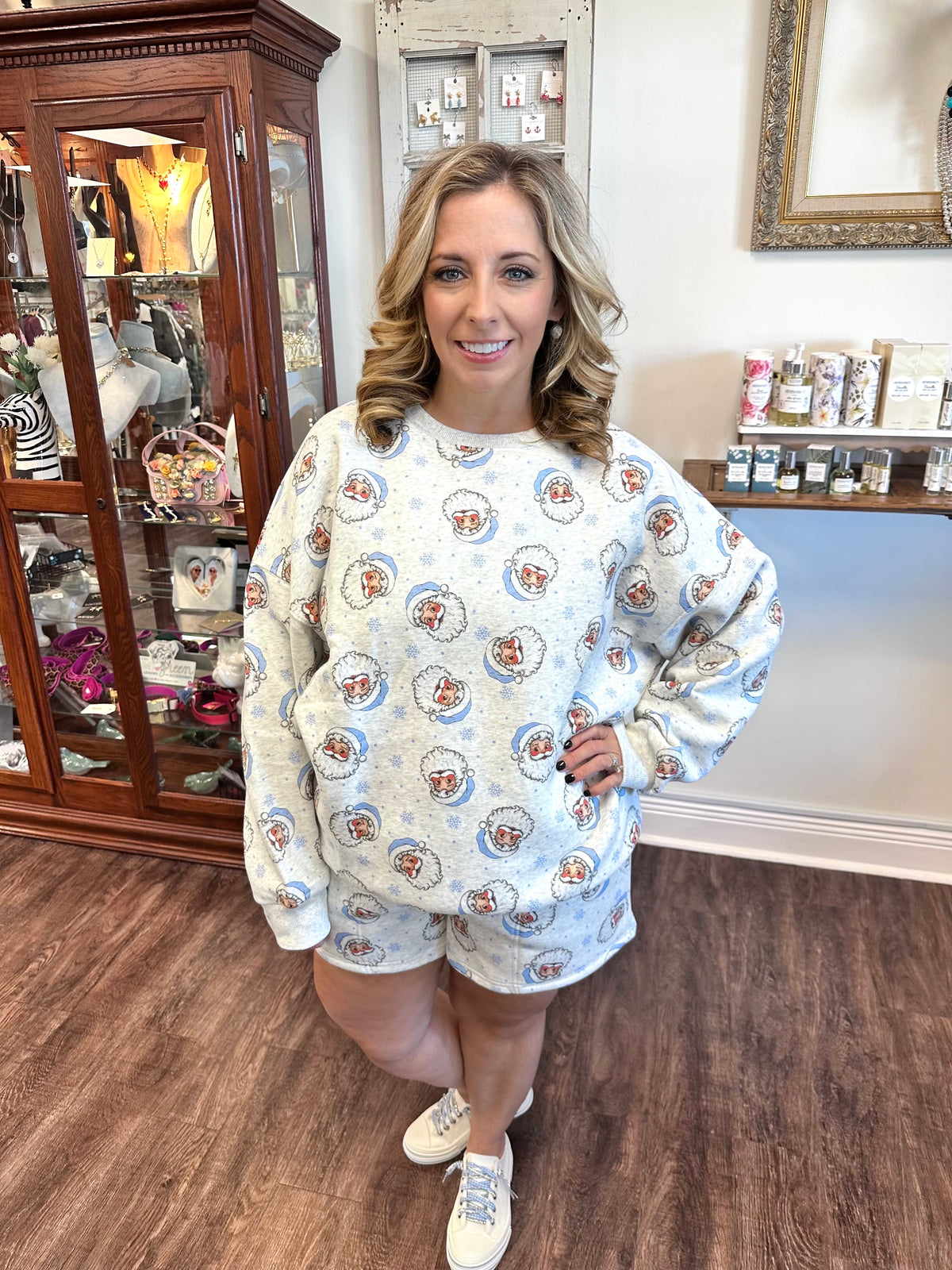 Santa Snowflake Terry Sweatshirt Set