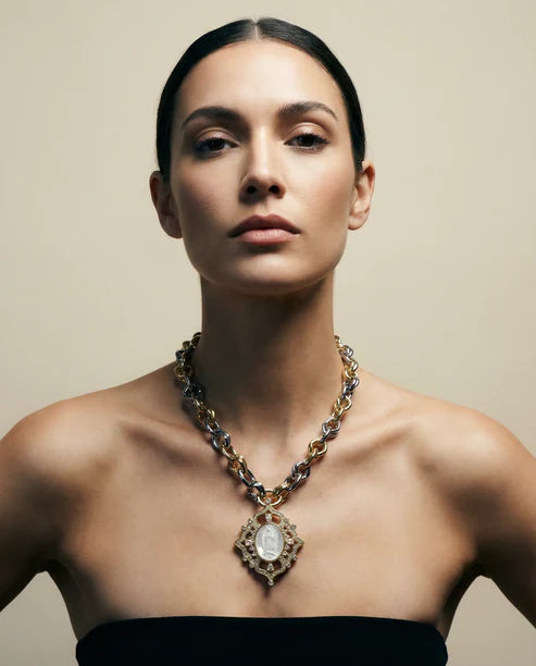 Maximalist Catholic Medal Necklace with Two-Tone Chain