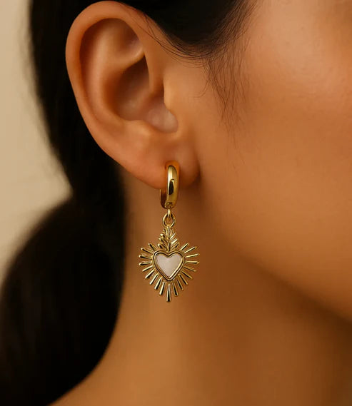 Sacred Heart Earrings with Mother-of-Pearl