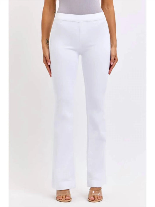 White Mid Rise Flare Pull On Pant
