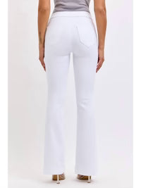 White Mid Rise Flare Pull On Pant