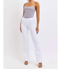 White Mid Rise Flare Pull On Pant