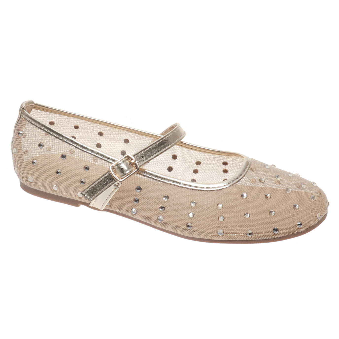 Gold Jeweled Faye Mary Janes