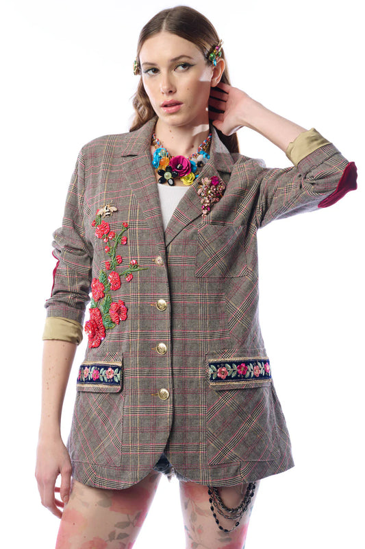 Elizabeth Floral Plaid Blazer