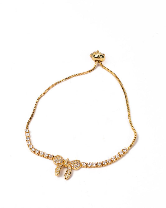Bow Slide Bracelet   Gold   9.5"