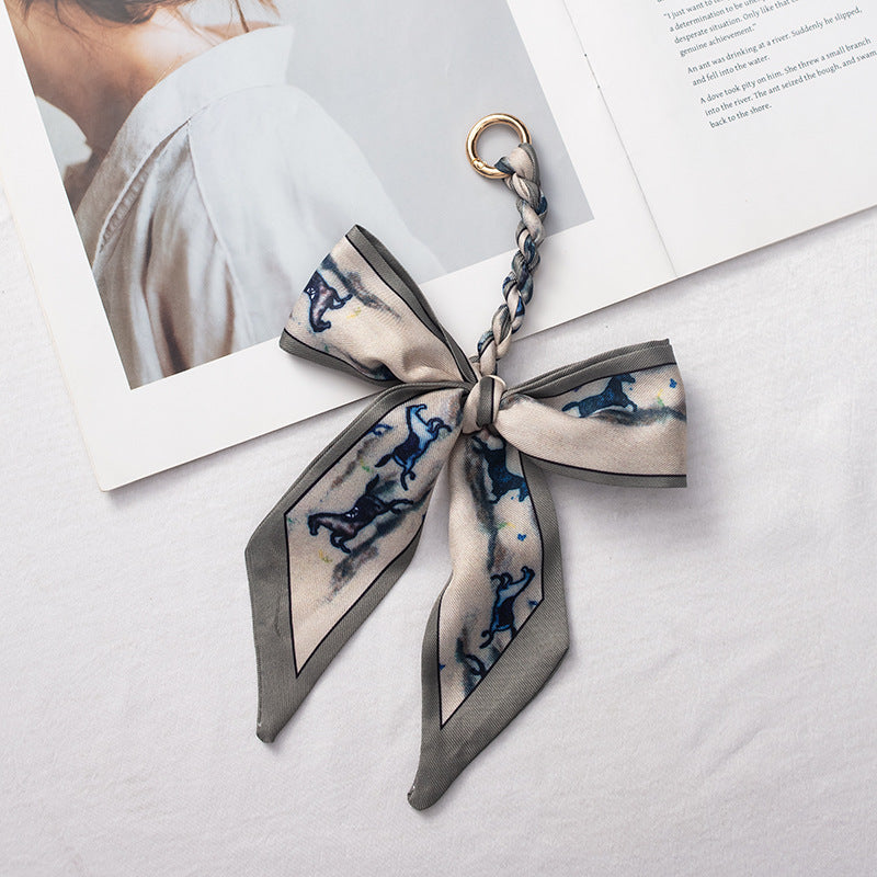 Woven Bow Scarf Bag Charm
