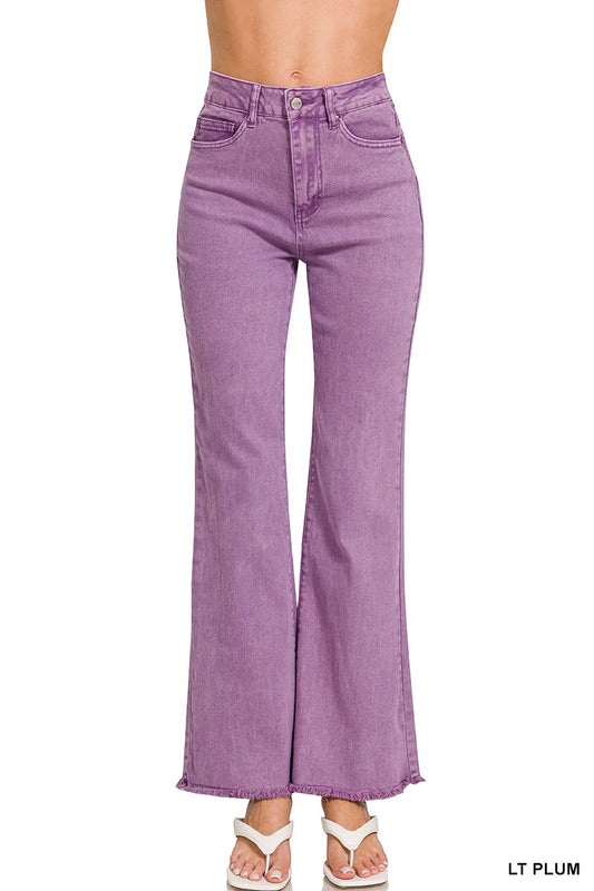 Frayed Hem Cutoff Straight Wide Leg