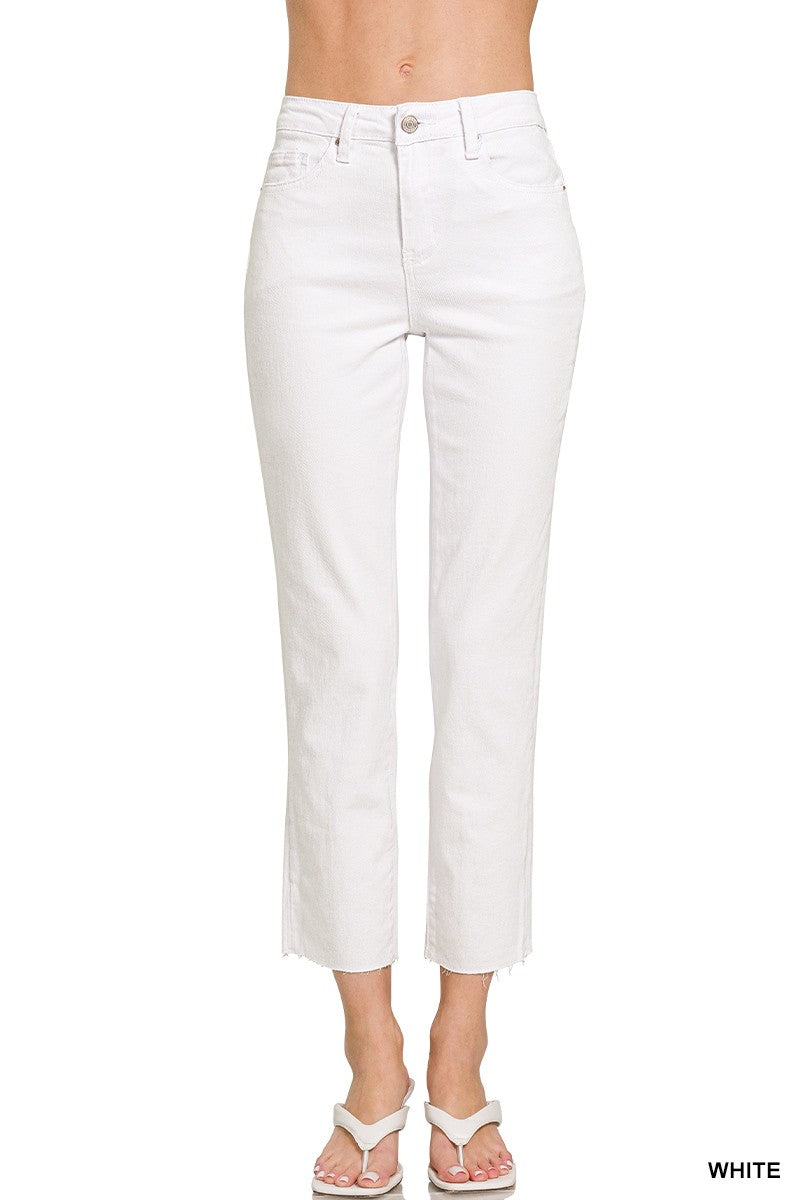High Waist Cropped Straight Pants