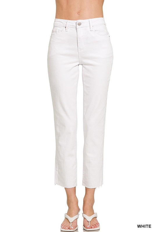 High Waist Cropped Straight Pants